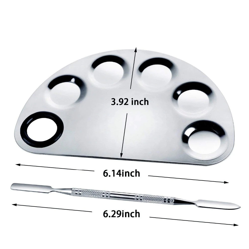 Stainless Steel Nail Art Gel Polish and Nail art Mixing Palette with Spatula Tool for Mixing Different colors