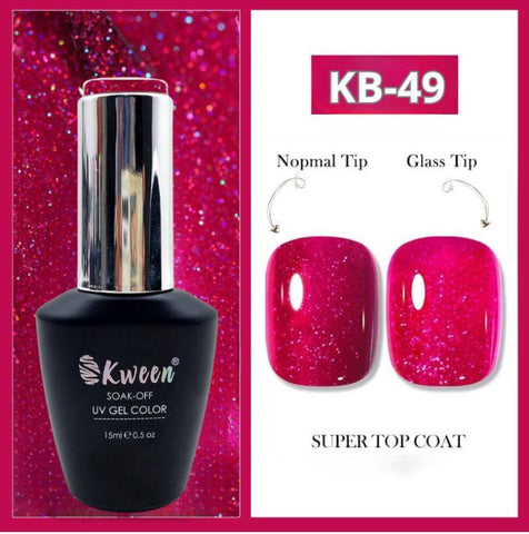 KWEEN Hot Pink Glitter Gel Polish Bright Holographic Gel Nail Polish Iridescent Color Sparkle Nail Gel Sparkly Nails Soak Off UV Gel For Manicure