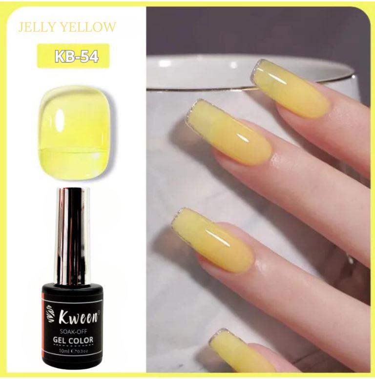 Kween Jelly Yellow Gel Nail Polish, Sheer Yellow Nail Polish UV/LED Soak Off Gel Polish for Spring Summer Manicure