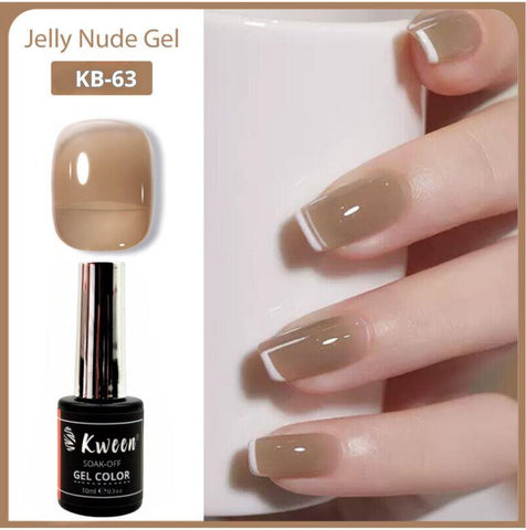 Kween Jelly Gel Nail Polish Nude Crystal Translucent Color Soak Off For Nail art and Manicure Kit