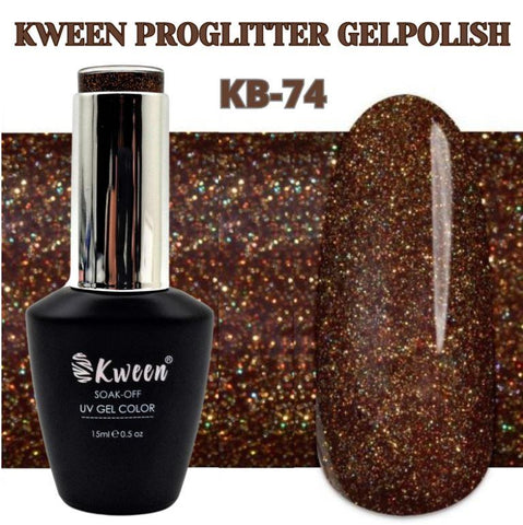 KWEEN Glitter Gel Nail Polish Sparkling Color U V Gel Polish Soak Off Sparkly Shiny Brown holo glitter Nail Gel Polish For Manicure and Nail art