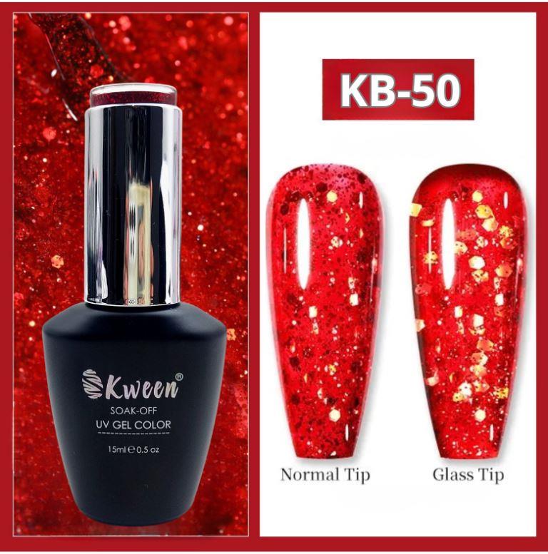 KWEEN Jelly Red Glitter Gel Nail Polish, Sparkly Mix Chunky Glitter Jelly Gel Polish, UV Light Cure for Nail Art DIY at Home