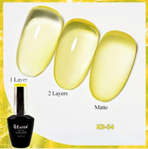 Kween Jelly Yellow Gel Nail Polish, Sheer Yellow Nail Polish UV/LED Soak Off Gel Polish for Spring Summer Manicure