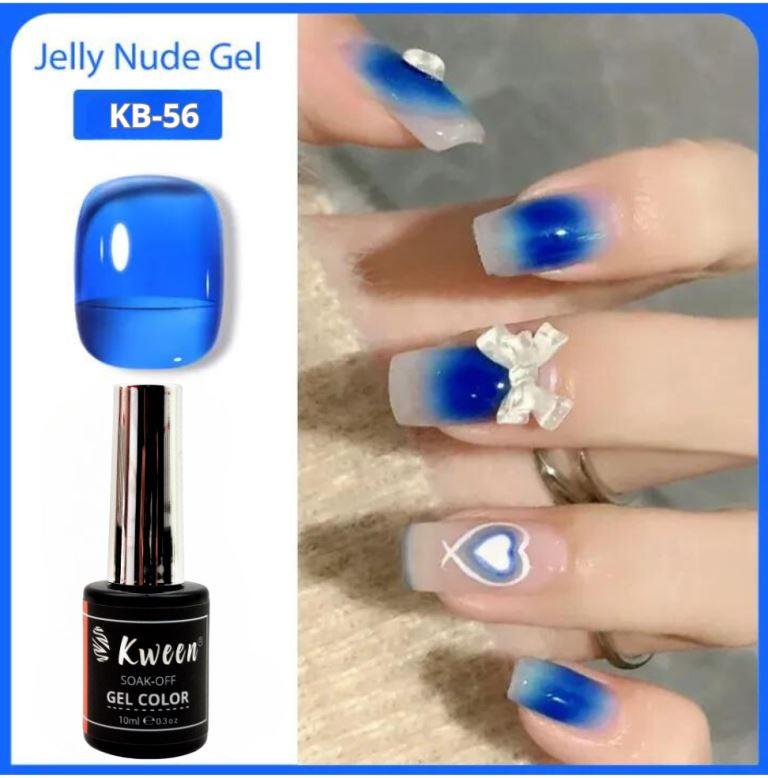 Kween Ice Jelly Gel Nail Polish Jelly Deep Blue Gel Nail Polish Translucent Soak Off Gel Polish For Nail Art DIY