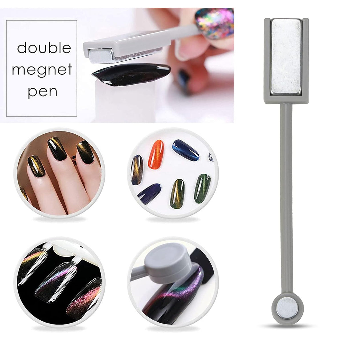 Double-head Magnet Stick Wand for 3D Magnetic Cat Eye Gel Magic Nail Art Manicure Tool