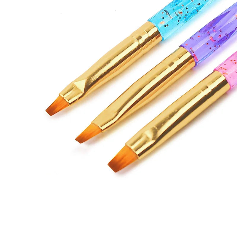 3pcs Acrylic Painting Pen with Biscuit Spiral Handle UV Gel Drawing Brush Set for Manicure Nail Design