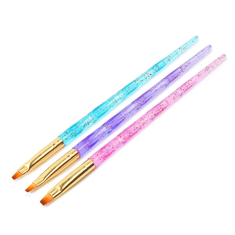 3pcs Acrylic Painting Pen with Biscuit Spiral Handle UV Gel Drawing Brush Set for Manicure Nail Design