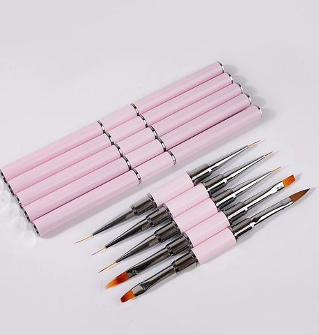 Professional Fine Nail Art Brushes set-5PCS Double-Ended Nail Design Brushes with Nail Polish Brush/Ombre Nail Brush/Nail Liner Brush/French Nail Brush/Nail Brush