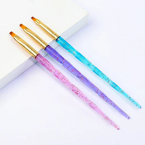 3pcs Acrylic Painting Pen with Biscuit Spiral Handle UV Gel Drawing Brush Set for Manicure Nail Design