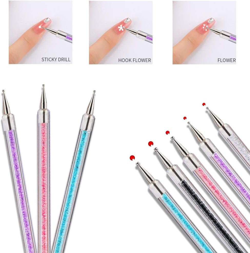 5Pcs Two Way Nail Dotting Pen Marbleizing Tool Set, Multicolour Dual-ended Nail Art Point Drill Drawing Manicure Dot Tool, Nail Design Dotting Tool for Nail Art Designs