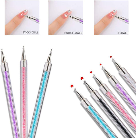 5Pcs Two Way Nail Dotting Pen Marbleizing Tool Set, Multicolour Dual-ended Nail Art Point Drill Drawing Manicure Dot Tool, Nail Design Dotting Tool for Nail Art Designs