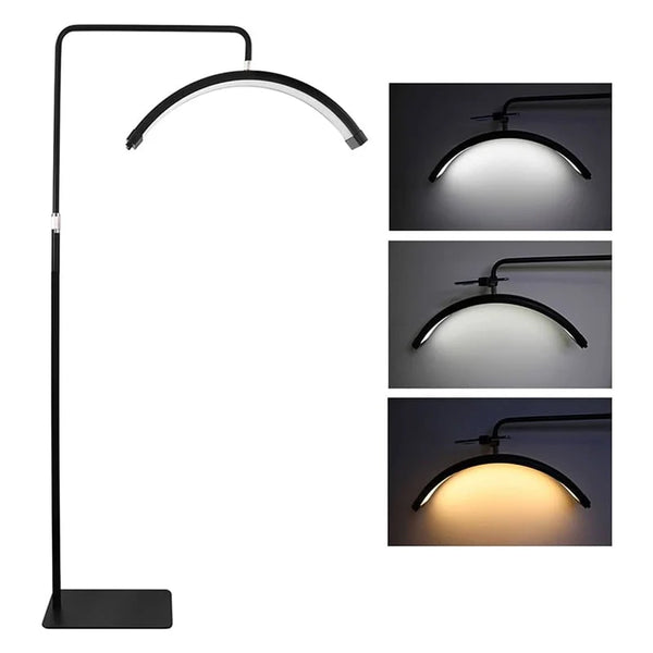 LED Half Moon Floor Lamp With 360 Adjustable Angles and 3 Color Temperatures Best For Nail Art Salon's For Quality Manicures In Good Light