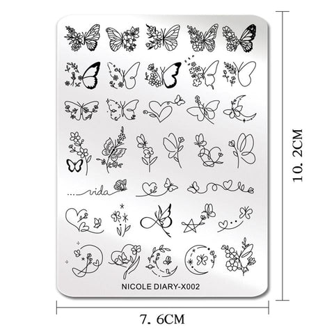 NICOLE DIARY Rectangle Nail Stamping Plates Stainless Steel Young Girl Nail Art Stamp Stencils