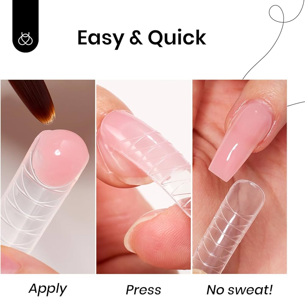 8 Pcs Polygel Nail kit with nail polish light base bright top coat gel poly long lasting nails gel starter kit