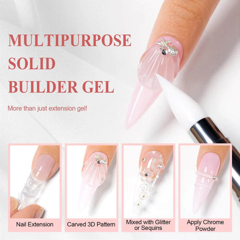 KWEEN Solid Sculpture Builder Gel - 3D Nail Art Gel Pink Non-Stick Hand Nail Extension Gel for Carving Patterns Decoration Nail Art Emboss Hard Gel