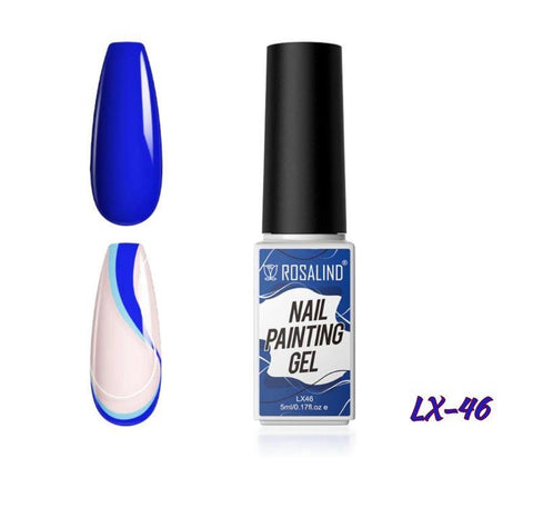 ROSALIND Nail Art Gel Liner Set, Gel Paint Gel Nail Art Liner Brush Soak Off Painting Drawing Gel Liner Pens for Home Salon DIY Manicure Nail Design UV LED Required