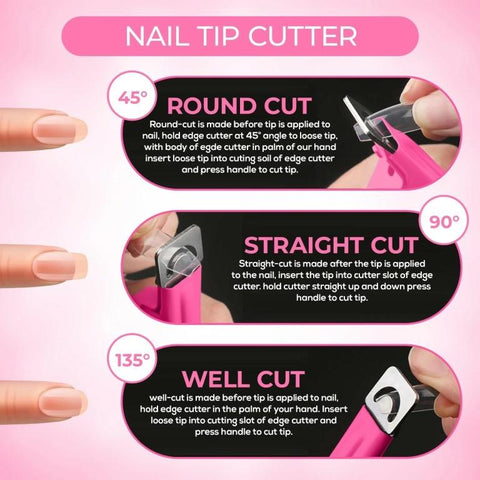 KWEEN Pink Premium Nail Clippers for Acrylic And Fake Nails, Sharp Blade Clip Tool