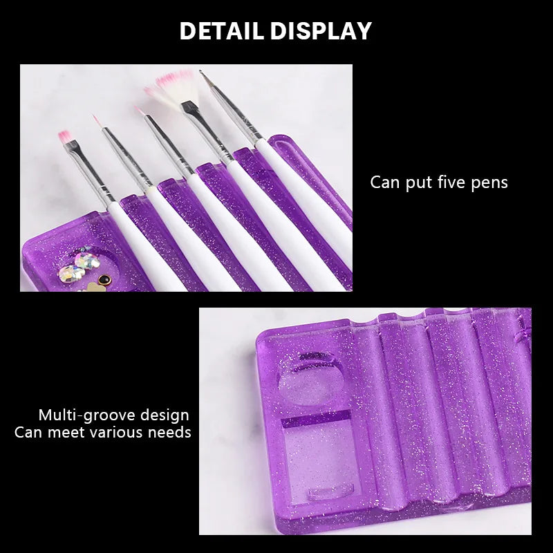 Premium Nail Art Brush Organizer Palette - Holds 5 Nail Pens | Stylish & Functional.