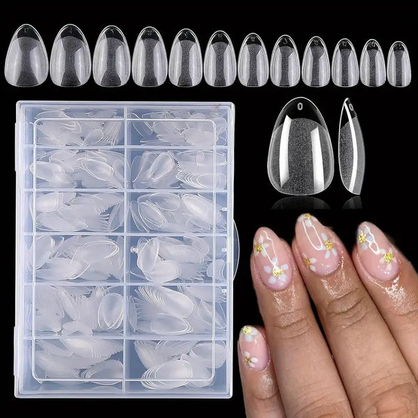 Short Gelx Almond Nail Tips, 240 Pcs Half Matte Gel Nail, 12 Sizes Gelx Nail Tips