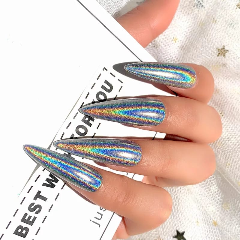 Born pretty Nichole Diary Holographic Chrome Nail Powder Rainbow Mirror Laser Metallic Effect Solid Pigment Powder for DIY Salon Design