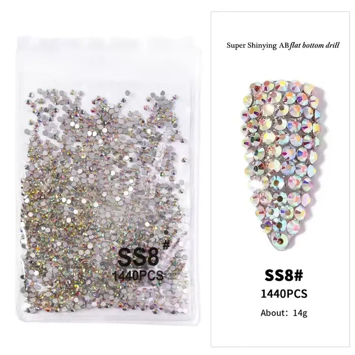 Multi-Color 1440pcs Nail Art Rhinestones High Quality Nail Art Stones For Creating Eye Catchy Nail Designs.