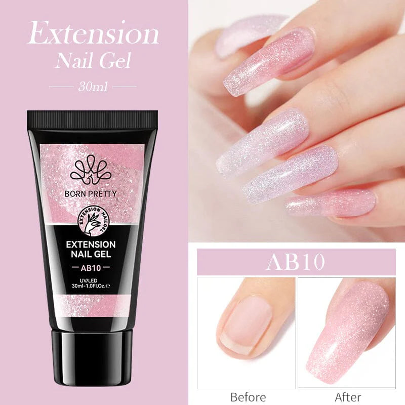 BORN PRETTY 30ml Glitter Pink Acrylic Quick Building Extension Nail Gel Nail Art Gel Polish For Manicure