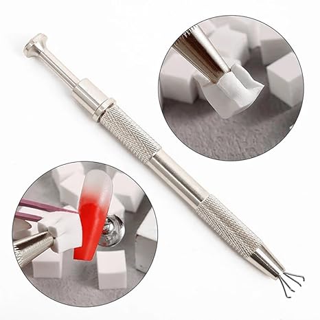 Nail Art Sponge Brushes Kit with Precision 4 Claw Metal Picker and 50 Replaceable Mini Sponges