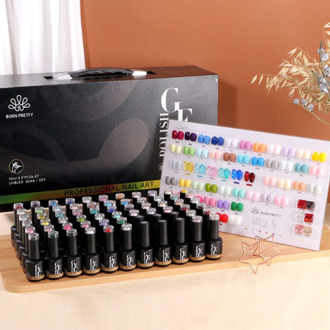 Born Pretty 60 colors gel nail polish set with 6 pcs functional gels Soak off UV LED gel for salon design and Manicure