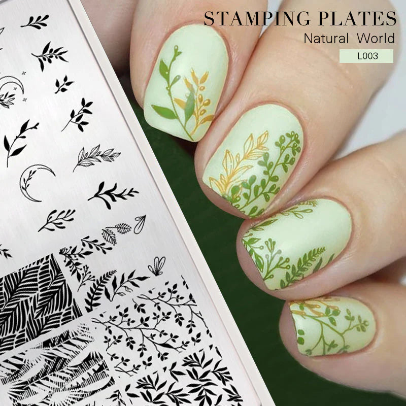 BORN PRETTY Stamping Templates Nail Art Stamping Plate Natural World L003 Flower Leaves Theme Nail Image Plates Nail Manicuring DIY Printing Tools