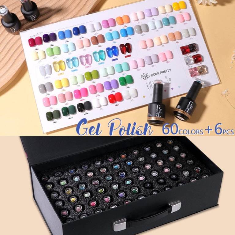 Born Pretty 60 colors gel nail polish set with 6 pcs functional gels Soak off UV LED gel for salon design and Manicure